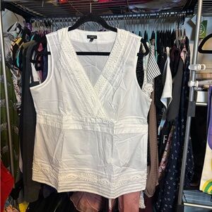 Talbots White Wrap Sleeveless Blouse
